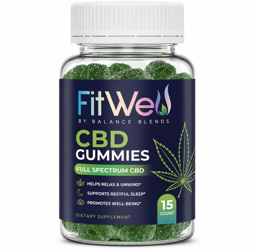Jar of FitWell full spectrum CBD gummies
